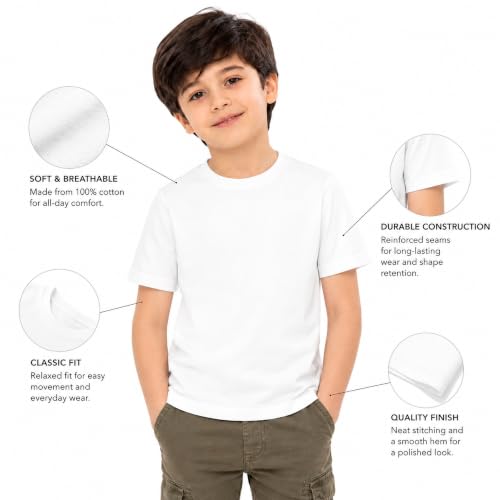 Image of Kids Round Neck Boys Tshirt | Short Sleeves | Natural Organic 100% Cotton Soft Comfortable Fabric | School Plain Color Original Branded Half Sleeve | T-Shirt for Boy Kid | Sleepwear Everyday Casual