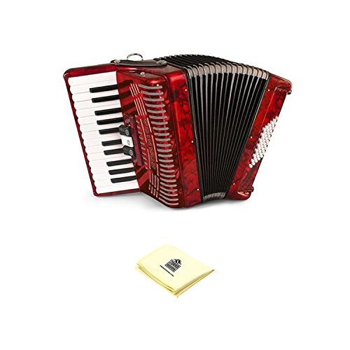 Hohner 1304-RED 26 Key Accordion, 48 Bass Style Keyboard Piano Accordion in Red