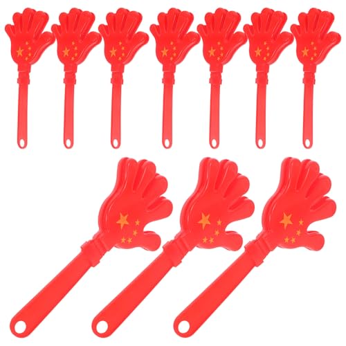 Toddmomy 10Pcs 28Cm Red Flag Hand Clappers Party Noisemakers Cheering Props for National Day Festival Sporting Events