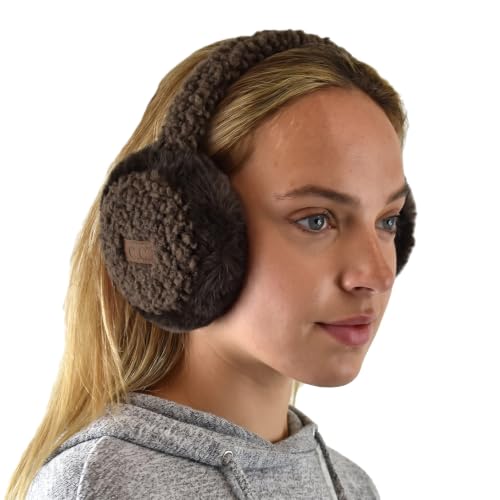 C.C Soft Winter Warm Adjustable Headband Ear Warmer Earmuffs (Sherpa Brown)