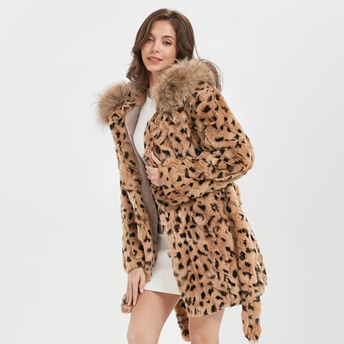 Women's Genuine Rabbit Fur Coat with Raccoon Fur Trim Hood Winter Jacket2