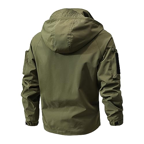 Ymosrh Men's Jackets Lightweight Waterproof Tactical Jacket with Hood Outdoor Raincoat Softshell Jacket, M-3XL2