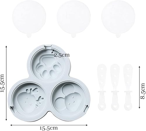 Miniatura 2 de CANDeal 4 juegos de moldes de silicona para paletas, lindos moldes de hipopótamo, conejo, rana de hielo, moldes reutilizables para tartas con tapa,