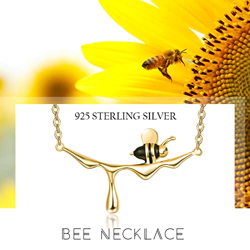 CUOKA MIRACLE Bee Necklaces for Women 925 Sterling Silver Honey Bee Pendant Necklace Animal Jewelry Lovely Gift for Friends Lover Wife 6