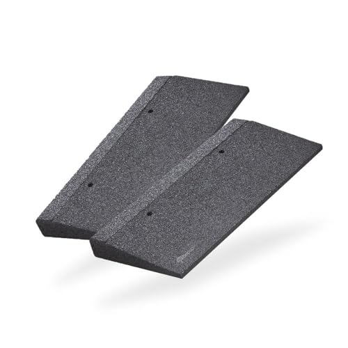 bepco Lot de 2 rampes de Trottoir (L x l x H) : 50 x 25 x 5 cm - en Caoutchouc (Noir) - avec rondelles intégrées à la Rampe pour la Fixation