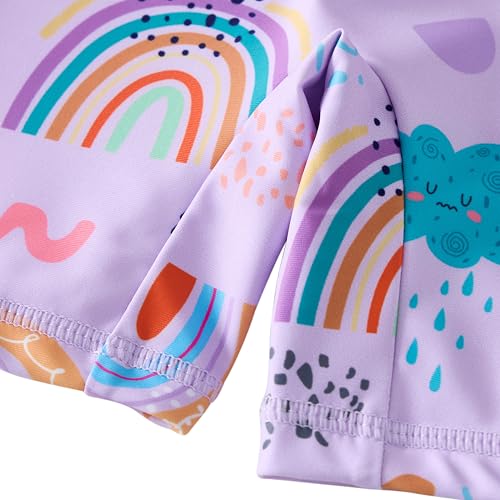 Image of Girls Swimsuit Long Sleeve Rash Guards Swim Suit 4-12Y