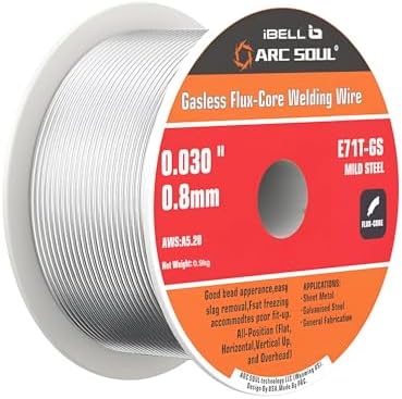 IBELL ARC SOUL1 KG. -(0.8 Mm) Mild Steel Mag Flux Core Welding Wire, E71T-GS On 1KG Spool, Professional Mild Steel MAG Gasless Wire with Low Splatter and For All Position Gasless Welding,