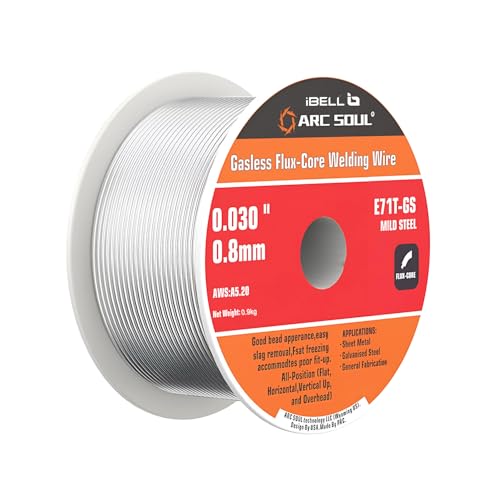 IBELL ARC SOUL1 KG. -(0.8 Mm) Mild Steel Mag Flux Core Welding Wire, E71T-GS On 1KG Spool, Professional Mild Steel MAG Gasless Wire with Low Splatter and For All Position Gasless Welding,