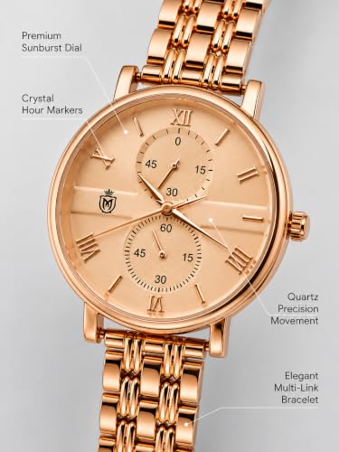 Image of MOOVER Women's Analog Quartz Watch with Stainless Steel Strap