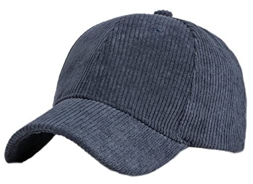 GIBZ Gorra de Béisbol Vintage Unisex, Sombrero de Sol de Pana Ajustable con Visera Curva, para Deportes al Aire Libre, Azul Marino