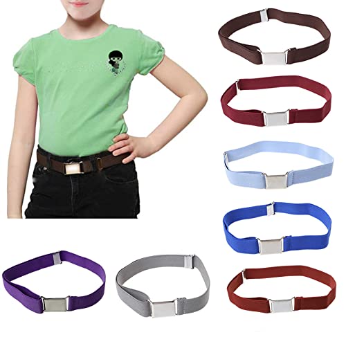 Children Kids Solid Color Unisex Canvas Belts Boys Girls Elastic Belt Adjustable4