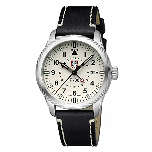 Luminox Xa.9527 �����Y P-38 ���C�g�j���O�u���b�N���U�[�X�g���b�v�E�H�b�` �A�i���O�J�W���A�� �z���C�g�_�C���� �u���b�N�o���h, �u���b�N, �J�W���A���B