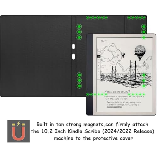 Image of Magnetic Stand Case for Kindle Scribe - Ultra-Thin Leather Cover Auto Sleep /Wake Book Folio Cover with Magnetic Pen Buckle for 10.2 Inch Kindle Scribe (2022 /2024 Release) (Green)
