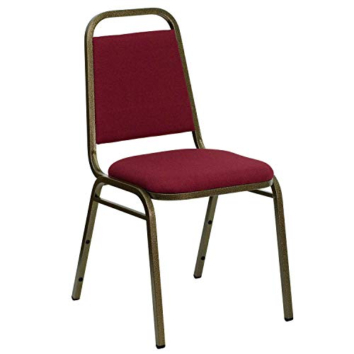 Image of Flash Furniture HERCULES Series Trapezoidal Back Stacking Banquet Chair in Burgundy Fabric - Gold Vein Frame