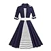 Riou Damen Rockabilly Swing Kleider Lang Kurzarm A Linie 50er Retro Patchwork Elegant Partykleider für Abend Mini Ballkleider