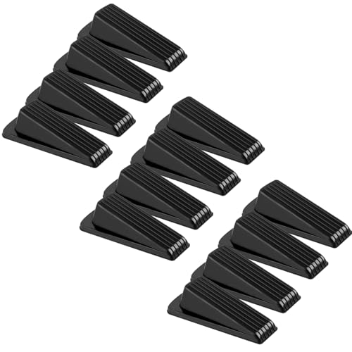Image of 12 Pack Door Stoppers for Bottom of Door, 4.8x2.2x1.3in Door Stops, Rubber Door Stopper Wedge, Sturdy Stackable Door Stops for Floor