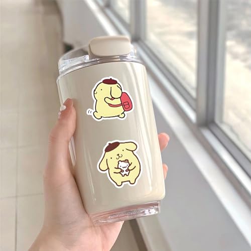 50Pcs Cartoon Cute Pom Pom Purin PET Transparent Stickers Pack Decal for Water Bottles Cup Laptop Phone Guitar Car Bike,Kid/Teen Gift JKT