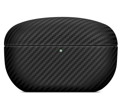 Haobobro Leather Case - for WF-1000XM5 Case Cover - Selected Skin-Friendly Leather with Carbon Fibre Texture Handmade Shockproof Protective Hard Cover for Sony WF 1000XM5 Earbuds - Black