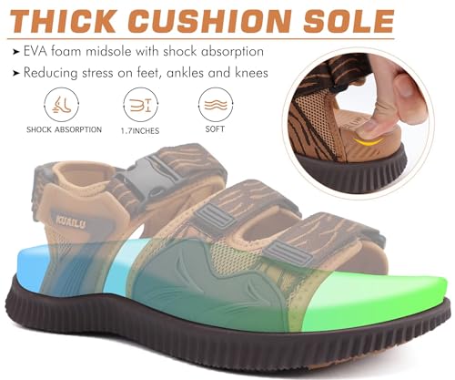 KuaiLu Mens Hiking Sandals with Arch Support Orthopedic Walking Recovery Sandals for Plantar Fasciitis Open Toe Summer Athletic Sport Comfortable Cushion Breathable Outdoor Water Sandals Size7-134