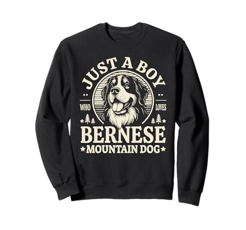 Just a Boy Who Loves Berner Berner Hund Retro Sweatshirt