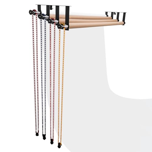 BANLICALI Background Support System, 4 Roller Wall Mounting Manual Photography Lifter, with Metal Brackets and Nylon Rollers for The Pipe with Diameter of 1 3/4