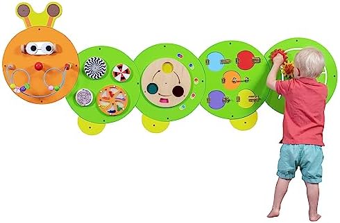 SPARK & WOW Caterpillar Activity Wall Panels - Age 18 M+ - Montessori Sensory Wall Toy - 6 Activities - Activity Board - Toddler Room Decoration