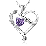 Infinity Heart Necklaces for Women - S925 Sterling Silver Love Heart Birthstone Pendant Necklace, Wedding Anniversary, Birthday, Mothers Day Gifts for Mom, Mother, Wife, Girlfriend