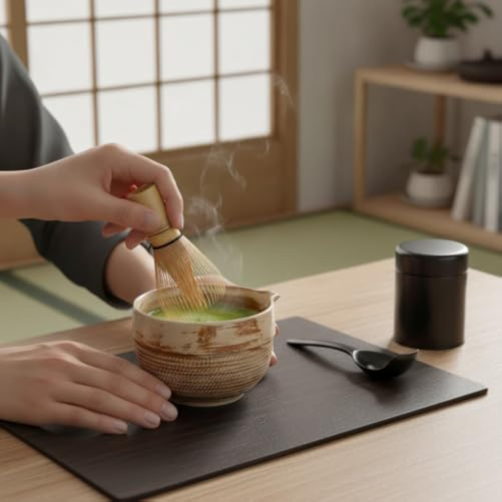 Bamboo Whisk Ceremony Matcha Bowl Spout Handmade