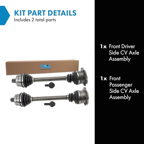 Image of TRQ Front Driver & Passenger Side CV Axle Assembly Set for 96-01 Audi A4 Quattro 99-05 VW Passat 4 Motion