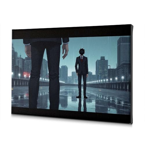 Tableau décoratif sur toile fine, paysage urbain poétique aux finitions rustiques