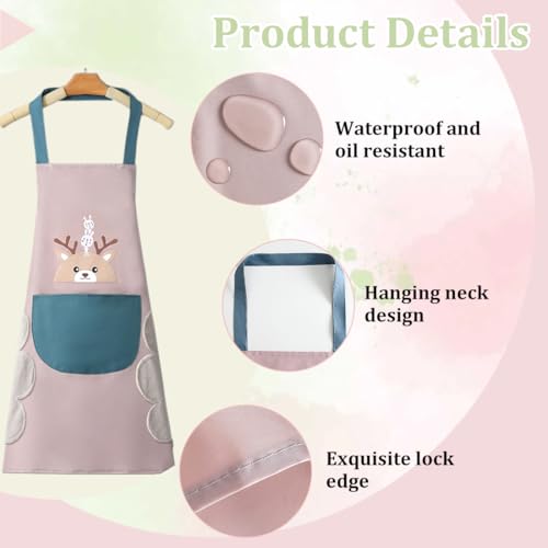 Aprons, 1 grembiule da cucina con tasche grembiule regolabile grembiule impermeabile grembiule da cucina per cucinare cuocere al forno dipingere lavori domestici (rosa) - immagine 4