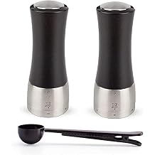 Peugeot Madras USelect Shaftless 6-1/2-Inch Salt & Pepper Mill Gift Set, Chocolate - With Stainless Steel Spice Scoop & Clip