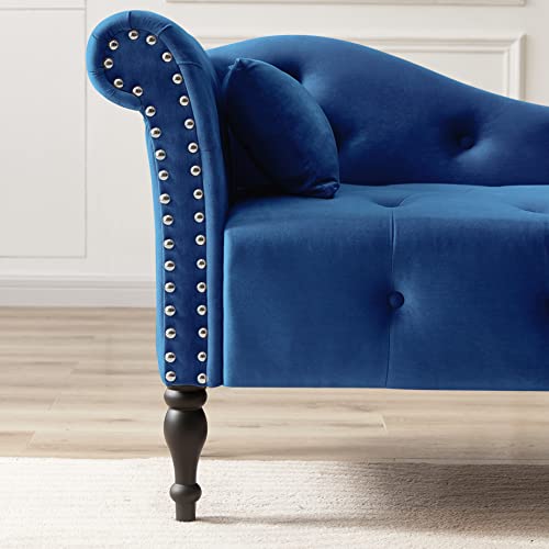 Image of Eafurn 60.6 inch Chaise Lounge Chair Indoor, Oversized Upholstered Sofa Bed for Living Room, Tufted Velvet Sleeper Couch Comfy Recliner Bedroom Reading Seat | Breathable material