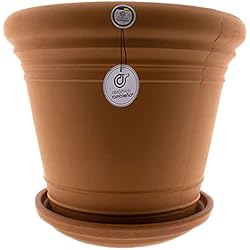 Macetas De Barro Originales CERÁMICA RAMBLEÑA | Maceta Grande | Maceta Original | Maceta Exterior | Maceta de Barro Rojo Rambleña - Terracota | Plato Incluido | 40x40x38 cm