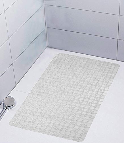 Image of Urbane Home Checkered Design Non Slip Bathroom Mat with Suction Cups (White)