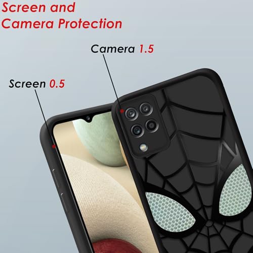 Image of Stylish Spider Back Case Cover Compatible for Samsung Galaxy M12 / F12 / A12 | Spidey Face Mask Case | Soft Silicone | Camera & Full Body Protection | Shock Proof | (Black)