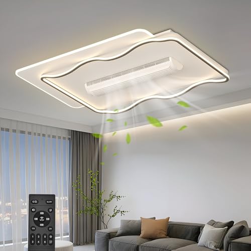 Image of Smartway 90 Watt Alonso Modern Ceiling Fan Chandelier BLDC Noiseless Motor + Auto Rotatable Blower Fan 3 Color Mode (Warm, Cold & Natural White) Stabilizing Dimming with Remote & App Control