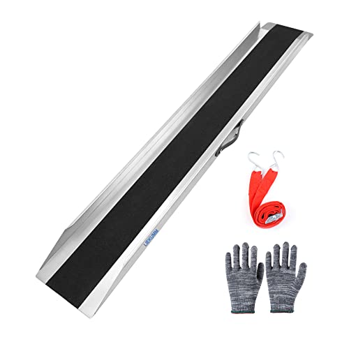 LIEKUMM 1 rampa de carga de 150 cm, capacidad de carga de 300 kg, portátil, antideslizante, rampas de carga de acero para ATVs motos pesadas, cortacésped, quitanieves, camiones, cuatro ruedas