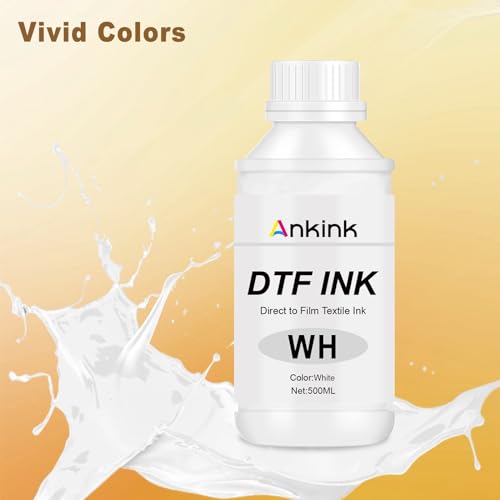 Ankink Premium DTF Ink 17.5 oz White, Water-Base Digital Inkjet Ink Refill for Direct to Film Printers with Epson Printhead L1800 L805 R1390 4720 I3200 XP600 DX7 DX5 5113 TX800 ET2800 ET-4800 ET2800