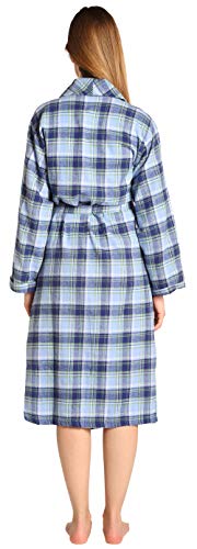 Everdream Womens Flannel Robe, Shawl Collar Lightweight 100% Cotton Bathrobe, Size Xx-Large/Xxx-Large Blue #TOP1