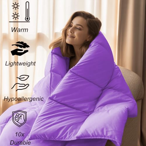 Image of Eastern King Size Comforter Set - All Season Down Alternative Bedding Comforter Set - Quilted Duvet Insert with Corner Tabs - Box Stitched Blanket - Breathable, Soft - Lavender