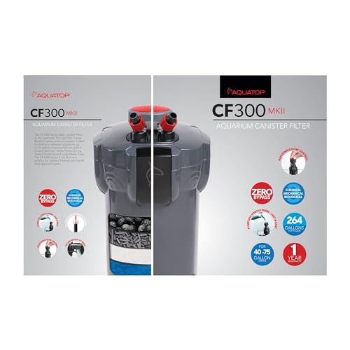 Aquatop CF-300MKII 3-Stage 264 Gph Canister Filter With Super Quiet Vortex Easy Prime – 55W Power For Up To 75-Gal thumb #4
