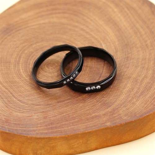 Yongxu Black Brick Pattern Men's and Women's Eternity Wedding Band Ring with Cubic Zirconia CZ Comfort Fit Couples Ring for Men Size 7-12|Women Size 5-113