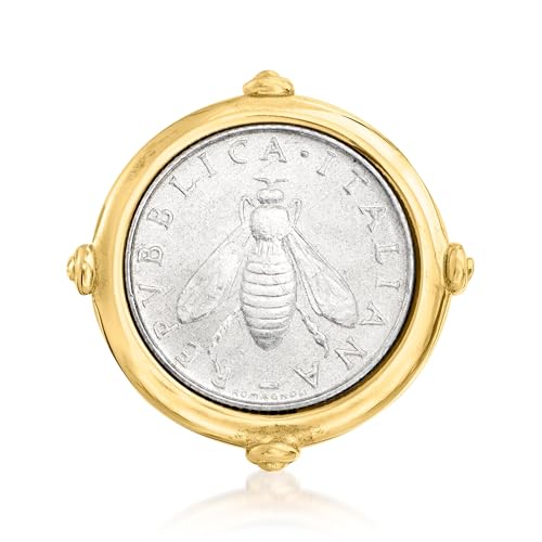 Ross-Simons Italian 18kt Gold Over Sterling Genuine 2-Lira Bumblebee Coin Ring