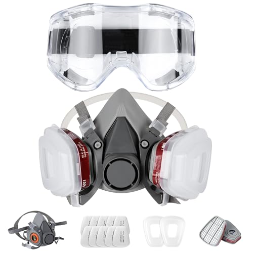 Masque de protection respiratoire réutilisable avec filtres et lunettes de protection pour ponçage