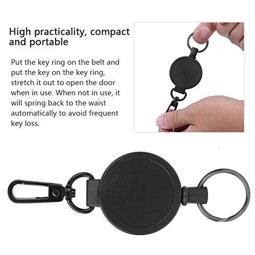 Telescopic Keychain,Anti Theft Retractable Key Ring High Resilience Wire Rope Carabiner Keychain Anti Multi Tool with Chain Steel Cable and Round Type for Advertising Promotion Gift Giving 4PCS - Image 3