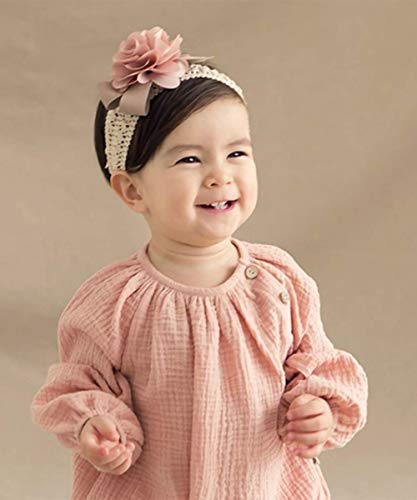 Denifery Baby Girls Cute Headband Elastic Lace Hair Band Pink Flower Headband Hair Accessories2