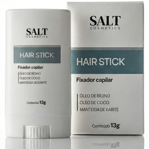 Cera em Bastão Fixadora 13g – Hair Stick – Com Óleo de Rícino, Coco e Manteiga de Karité para Hidratação Profunda – Domina Frizz e Baby Hairs – Efeito Sleek Bun, Sem Resíduos e Não Oleoso – Salt Cosmetics