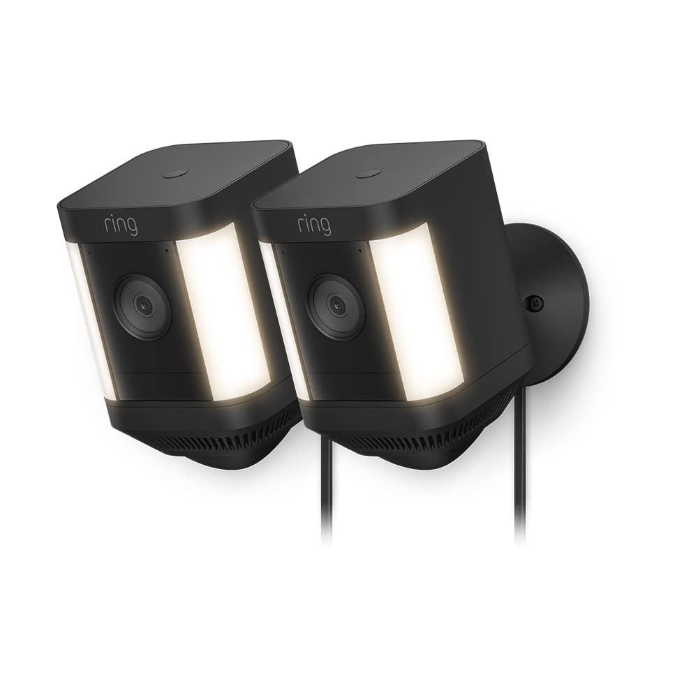 Ring Ring Spotlight Cam Plus Plug-In | Outdoor Security Camera 1080p HD Video, Two-Way Talk, Night Vision, LED Spotlights, Siren, alternative to CCTV system | 2 Cameras