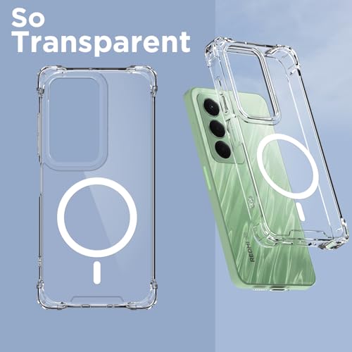 Image of Pikkme Back Cover for Redmi 15 5G Mag-Safe Shockproof PC + TPU Protective Case Magnetic Support Bumper Case (Transparent Mag-Safe)